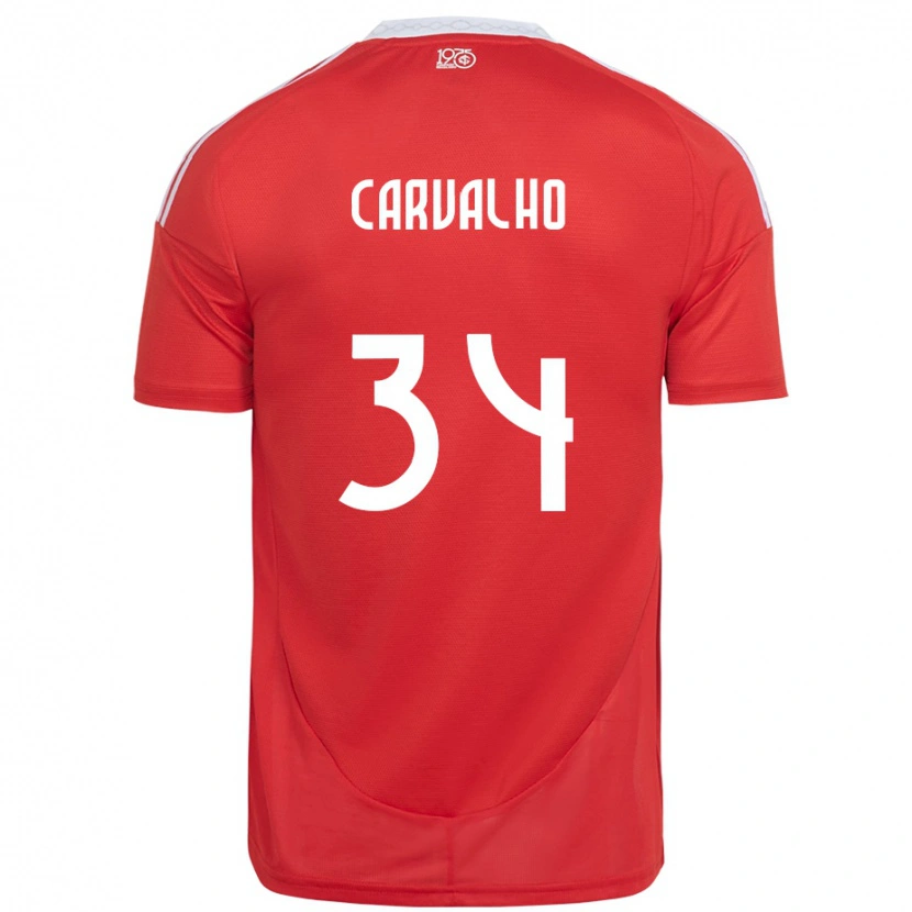 Danxen Hombre Camiseta Gabriel Carvalho #34 Blanco Rojo 1ª Equipación 2025/26 La Camisa