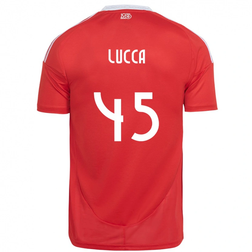Danxen Hombre Camiseta Lucca #45 Blanco Rojo 1ª Equipación 2025/26 La Camisa