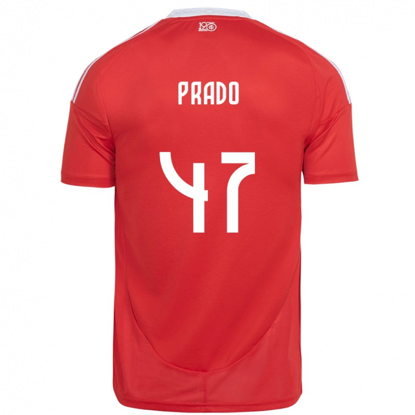 Danxen Hombre Camiseta Gustavo Prado #47 Blanco Rojo 1ª Equipación 2025/26 La Camisa