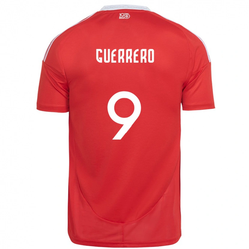 Danxen Hombre Camiseta Paolo Guerrero #9 Rojo Blanco 1ª Equipación 2025/26 La Camisa
