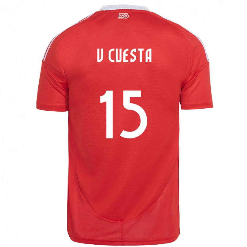 Danxen Hombre Camiseta Victor Cuesta #15 Blanco Rojo 1ª Equipación 2025/26 La Camisa
