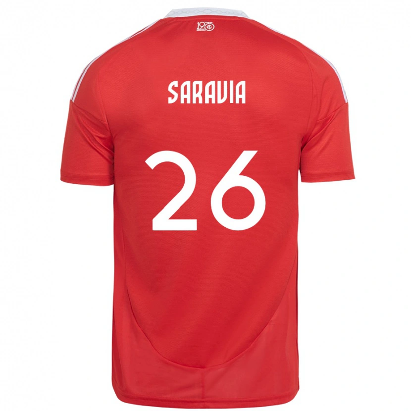 Danxen Hombre Camiseta Saravia #26 Blanco Rojo 1ª Equipación 2025/26 La Camisa