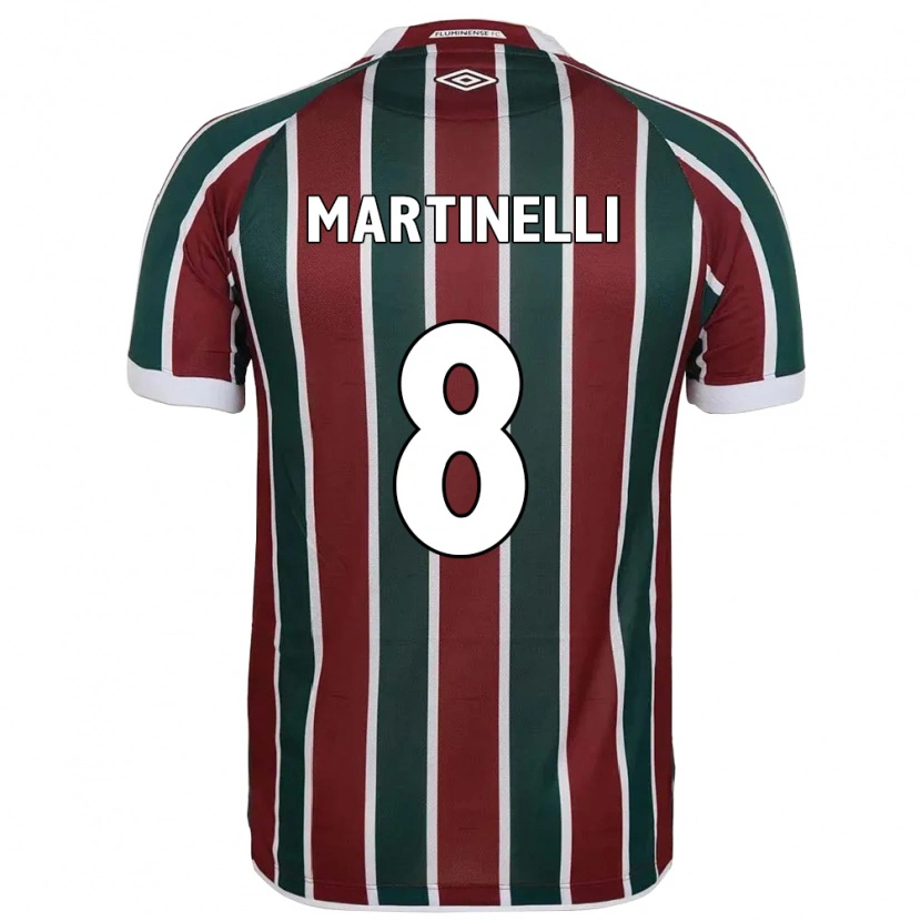 Danxen Hombre Camiseta Martinelli #8 Verde Granate Blanco 1ª Equipación 2025/26 La Camisa