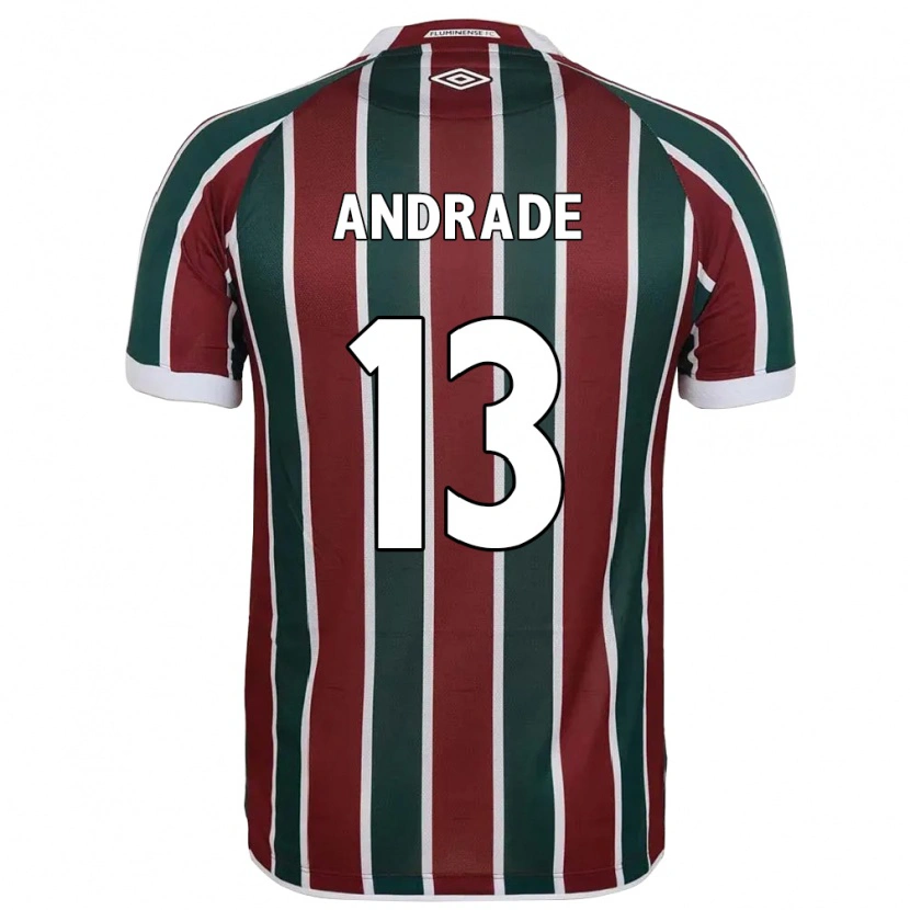 Danxen Hombre Camiseta Felipe Andrade #13 Verde Granate Blanco 1ª Equipación 2025/26 La Camisa