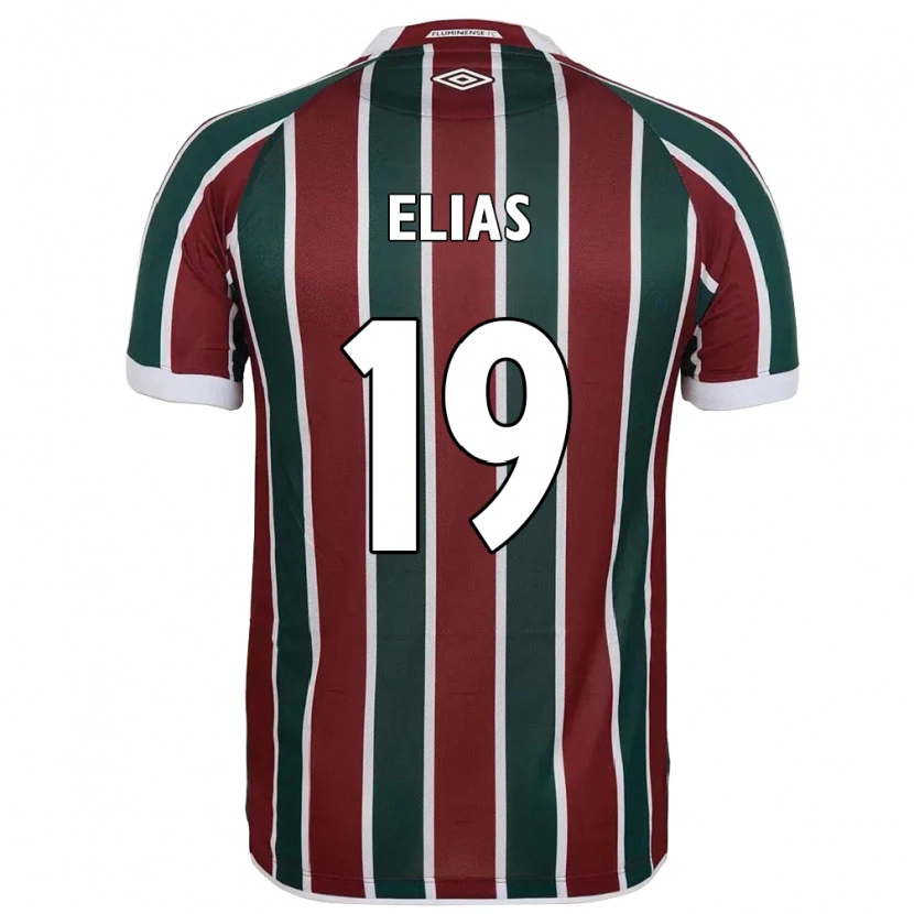 Danxen Hombre Camiseta Kauã Elias #19 Verde Granate Blanco 1ª Equipación 2025/26 La Camisa