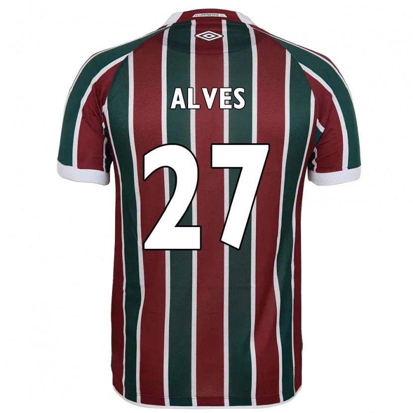 Danxen Hombre Camiseta Felipe Alves #27 Verde Granate Blanco 1ª Equipación 2025/26 La Camisa