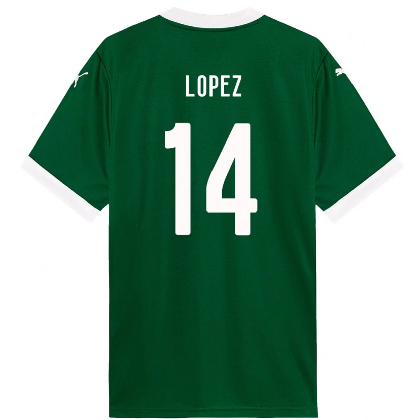 Danxen Hombre Camiseta David Lopez #14 Verde Blanco 1ª Equipación 2025/26 La Camisa