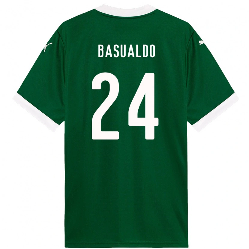 Danxen Hombre Camiseta Luis Basualdo #24 Blanco Verde 1ª Equipación 2025/26 La Camisa