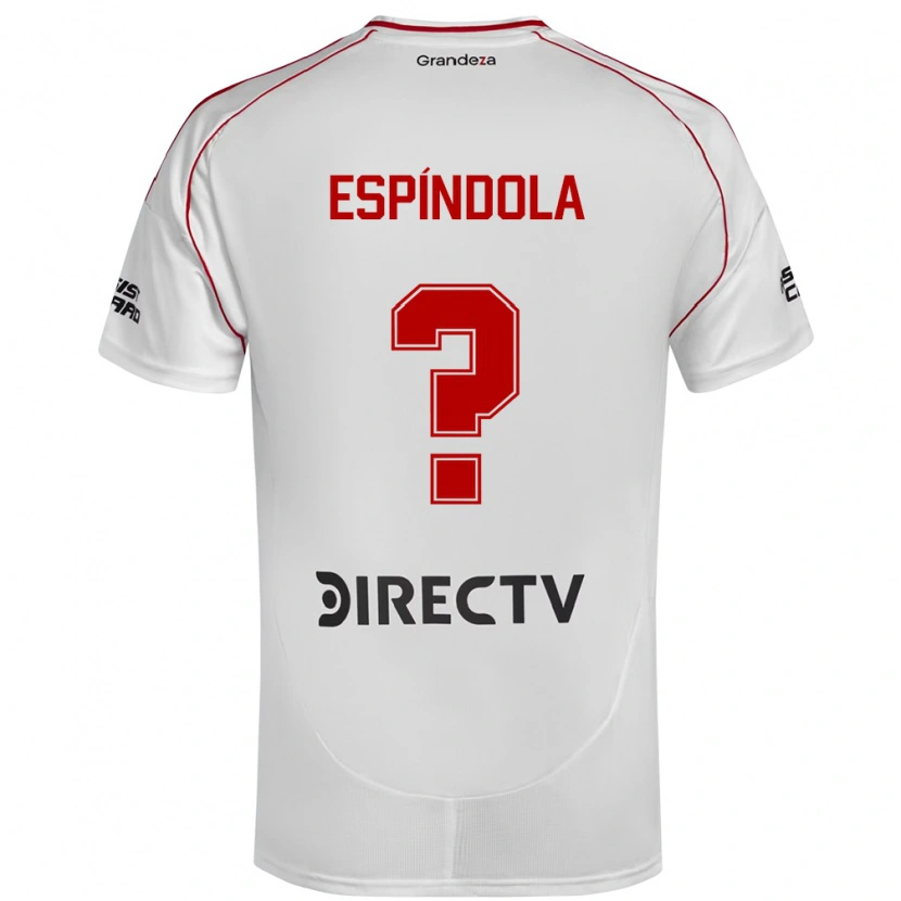 Danxen Hombre Camiseta Santiago Espíndola #0 Blanco Rojo 1ª Equipación 2025/26 La Camisa