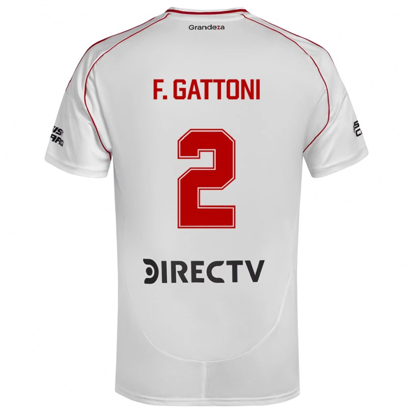 Danxen Hombre Camiseta Federico Gattoni #2 Blanco Rojo 1ª Equipación 2025/26 La Camisa