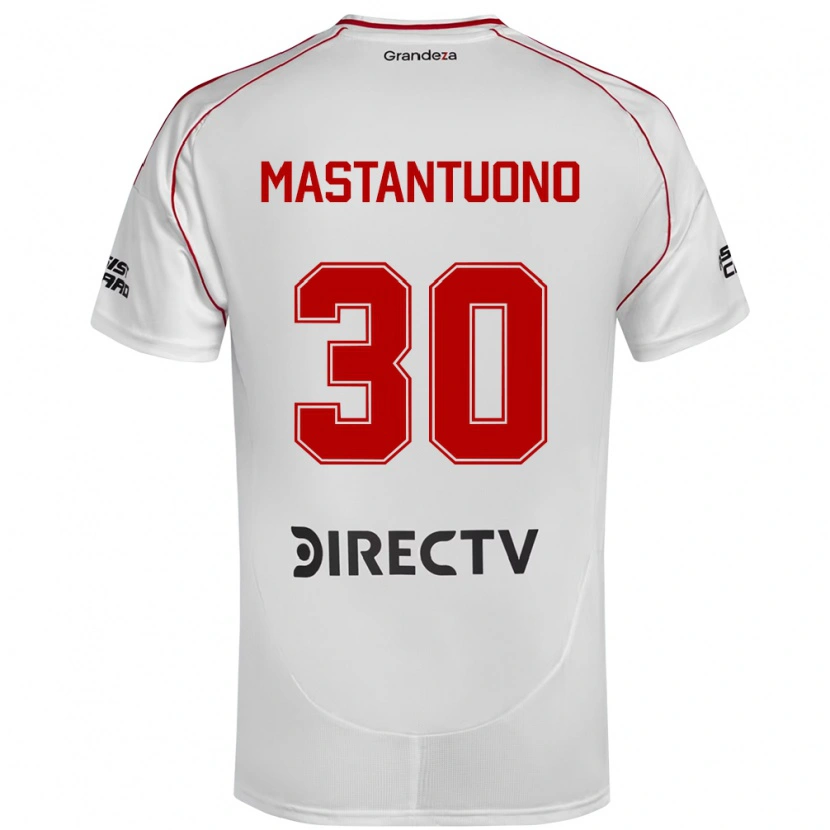 Danxen Hombre Camiseta Franco Mastantuono #30 Blanco Rojo 1ª Equipación 2025/26 La Camisa