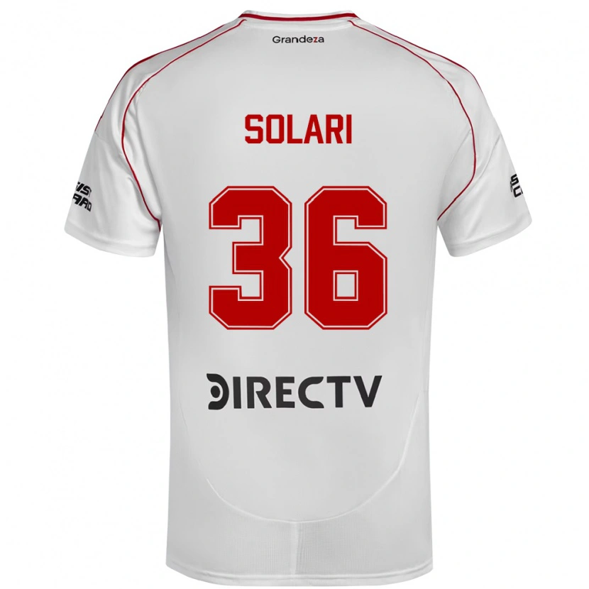 Danxen Hombre Camiseta Pablo Solari #36 Blanco Rojo 1ª Equipación 2025/26 La Camisa