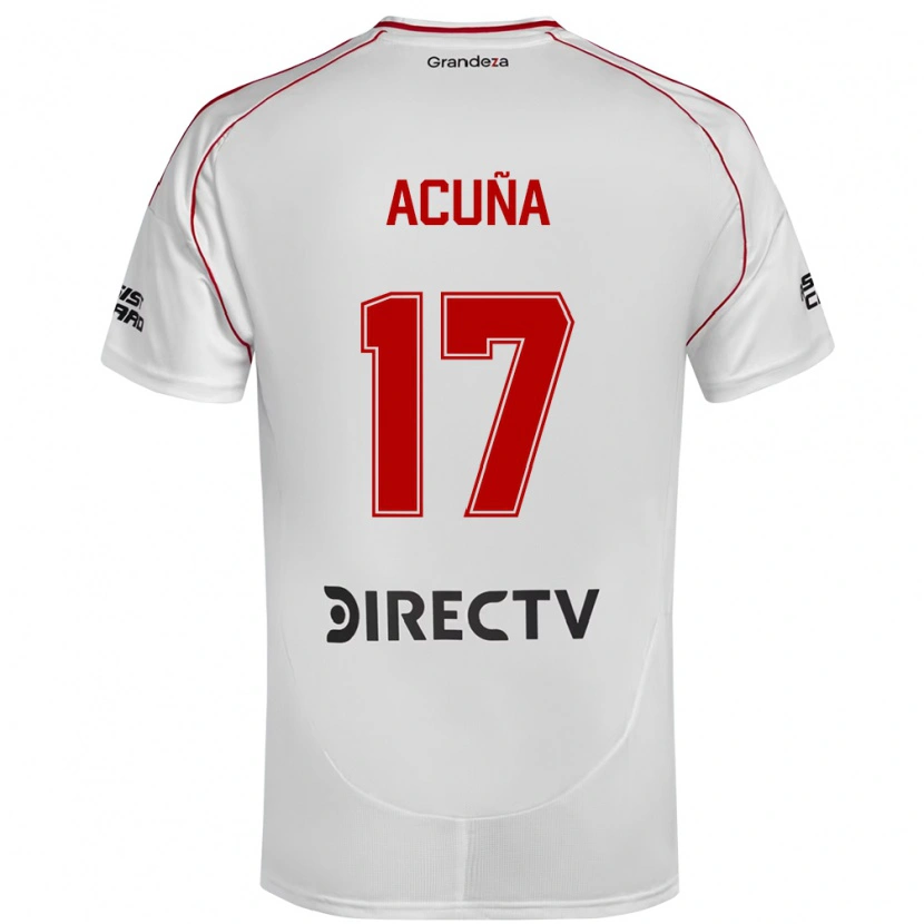 Danxen Hombre Camiseta Ayelén Acuña #17 Blanco Rojo 1ª Equipación 2025/26 La Camisa