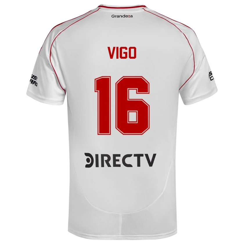 Danxen Hombre Camiseta Alex Vigo #16 Blanco Rojo 1ª Equipación 2025/26 La Camisa