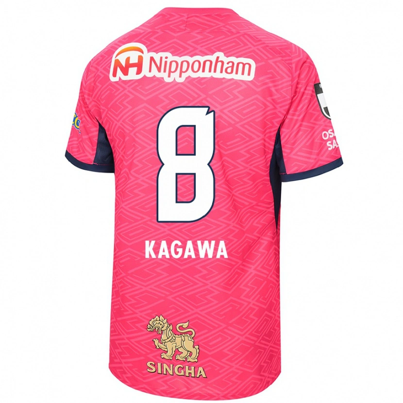 Danxen Hombre Camiseta Shinji Kagawa #8 Rosa Sakura Blanco 1ª Equipación 2025/26 La Camisa