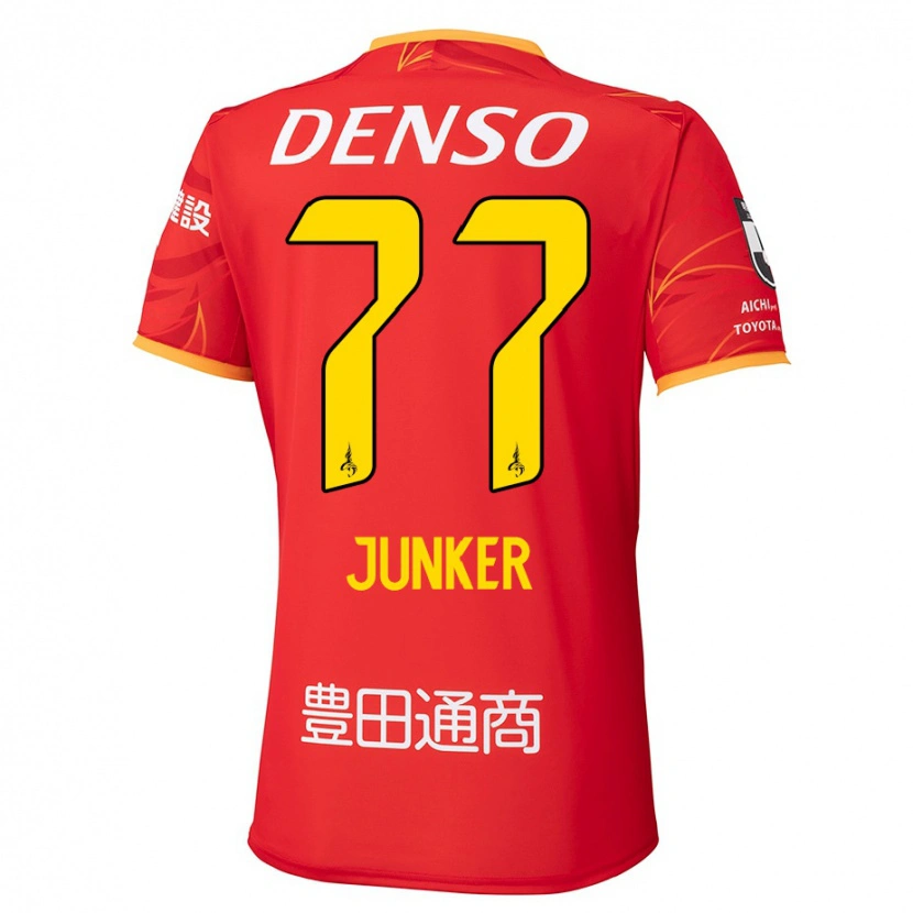 Danxen Hombre Camiseta Kasper Junker #77 Blanco Rojo 1ª Equipación 2025/26 La Camisa