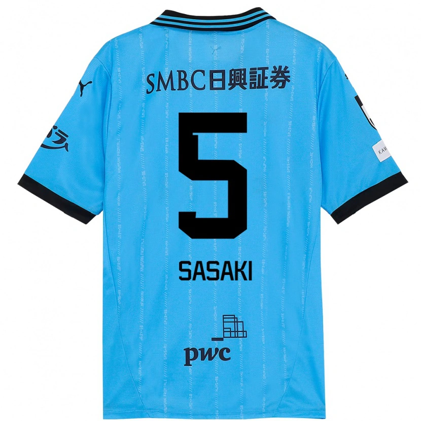 Danxen Hombre Camiseta Asahi Sasaki #5 Azul Celeste Negro 1ª Equipación 2025/26 La Camisa