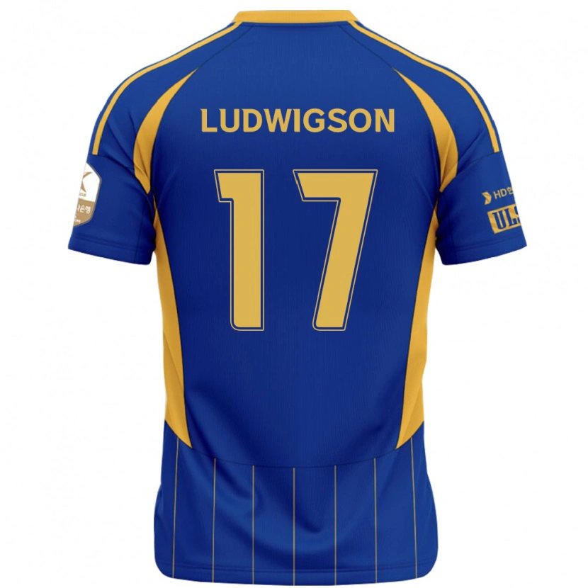 Danxen Hombre Camiseta Gustav Ludwigson #17 Blanco Azul Celeste 1ª Equipación 2025/26 La Camisa