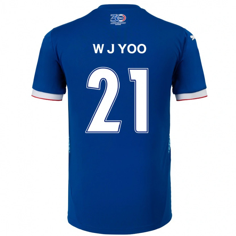Danxen Hombre Camiseta Jin-Wook Yoo #21 Blanco Azul Real 1ª Equipación 2025/26 La Camisa
