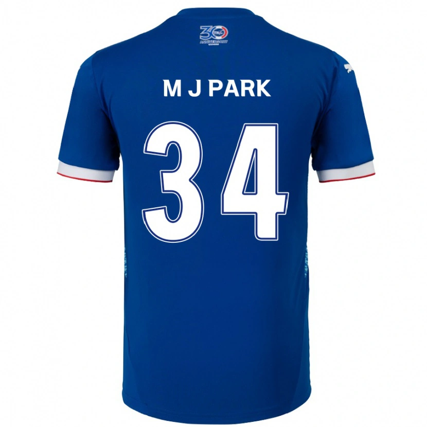 Danxen Hombre Camiseta Ji-Min Park #34 Blanco Azul Real 1ª Equipación 2025/26 La Camisa