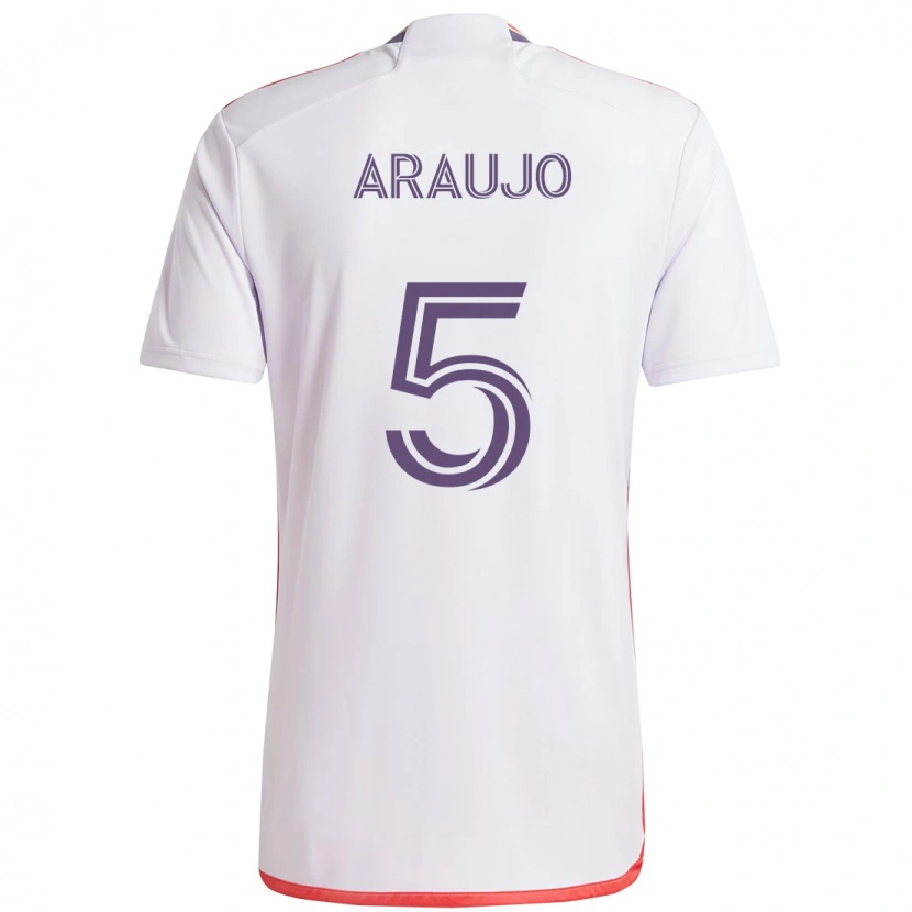 Danxen Hombre Camiseta César Araújo #5 Morado Blanco 2ª Equipación 2025/26 La Camisa