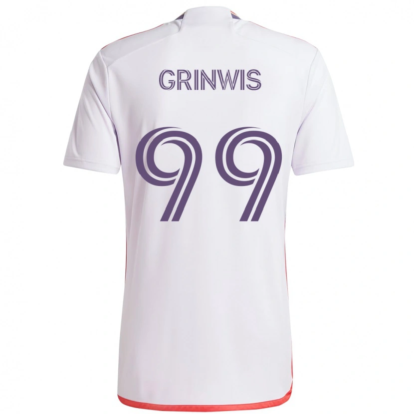 Danxen Hombre Camiseta Adam Grinwis #99 Morado Blanco 2ª Equipación 2025/26 La Camisa