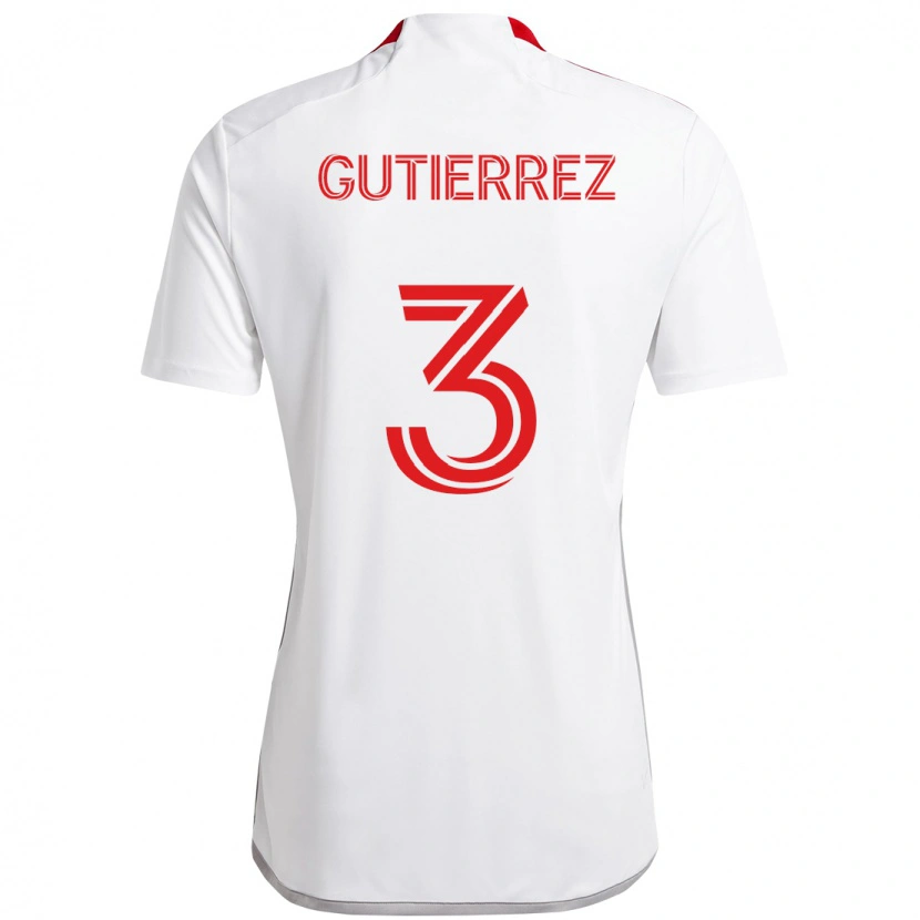 Danxen Hombre Camiseta Cristián Gutiérrez #3 Rojo Blanco 2ª Equipación 2025/26 La Camisa