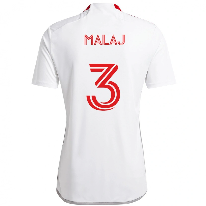 Danxen Hombre Camiseta Albert Malaj #3 Rojo Blanco 2ª Equipación 2025/26 La Camisa