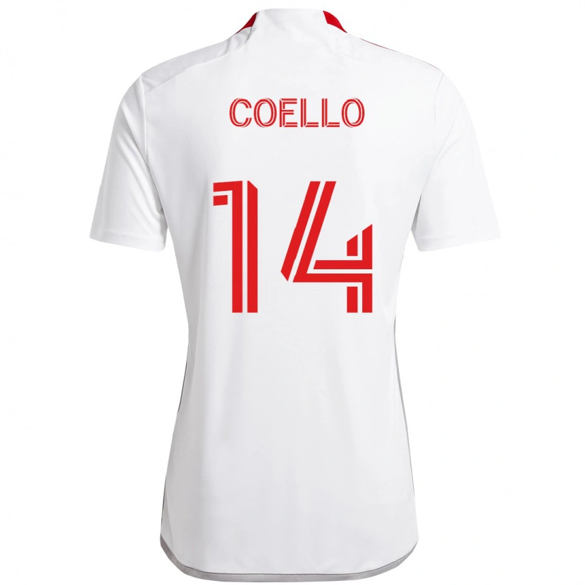 Danxen Hombre Camiseta Alonso Coello #14 Rojo Blanco 2ª Equipación 2025/26 La Camisa