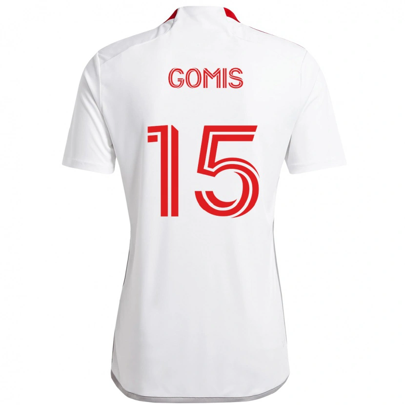 Danxen Hombre Camiseta Nicksoen Gomis #15 Rojo Blanco 2ª Equipación 2025/26 La Camisa