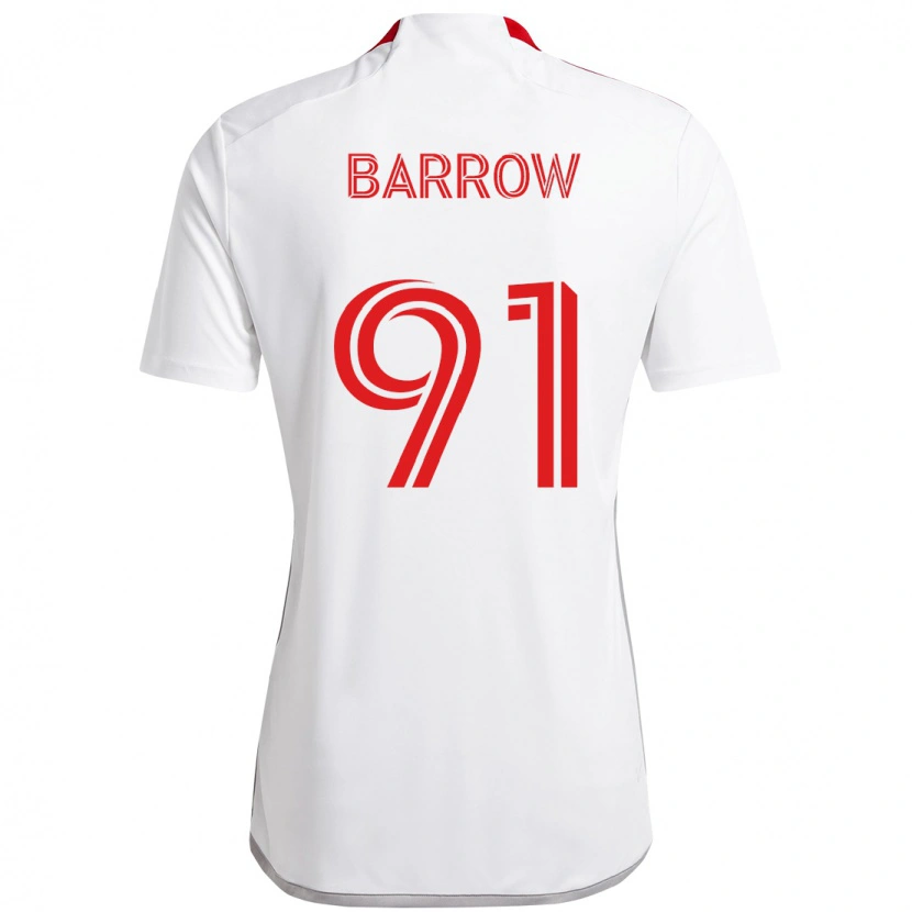 Danxen Hombre Camiseta Dékwon Barrow #91 Rojo Blanco 2ª Equipación 2025/26 La Camisa