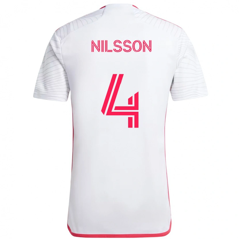 Danxen Hombre Camiseta Joakim Nilsson #4 Magenta Blanco 2ª Equipación 2025/26 La Camisa