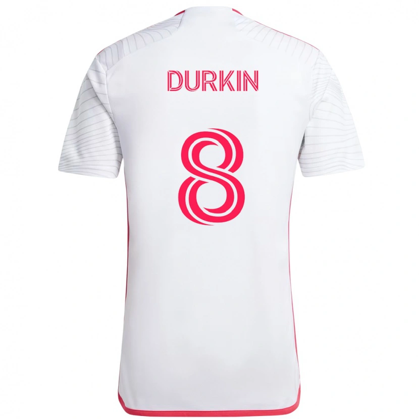 Danxen Hombre Camiseta Chris Durkin #8 Magenta Blanco 2ª Equipación 2025/26 La Camisa