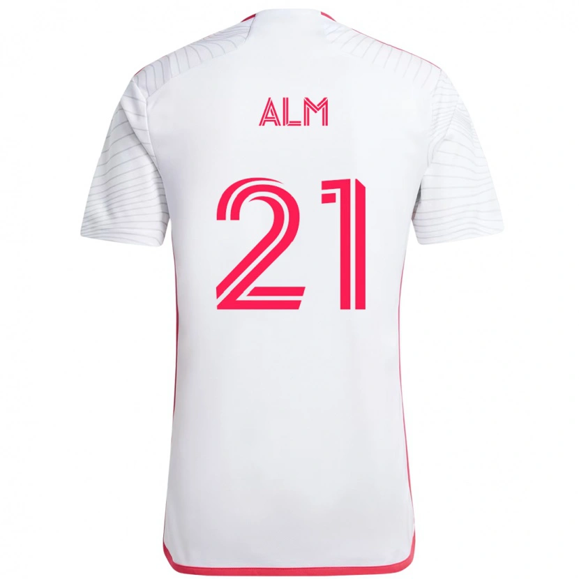 Danxen Hombre Camiseta Rasmus Alm #21 Magenta Blanco 2ª Equipación 2025/26 La Camisa