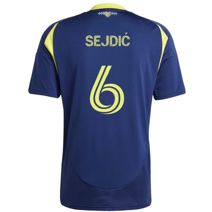 Danxen Hombre Camiseta Amar Sejdić #6 Amarillo Azul Marino 2ª Equipación 2025/26 La Camisa