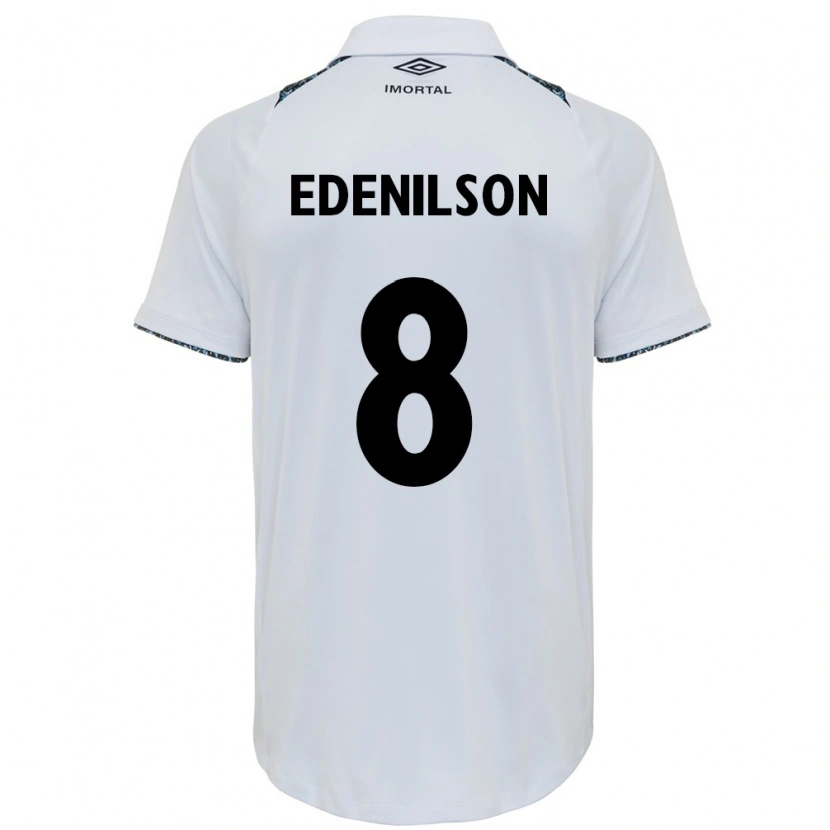 Danxen Hombre Camiseta Edenilson #8 Blanco Azul 2ª Equipación 2025/26 La Camisa
