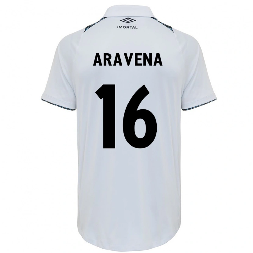 Danxen Hombre Camiseta Alexander Aravena #16 Blanco Azul 2ª Equipación 2025/26 La Camisa