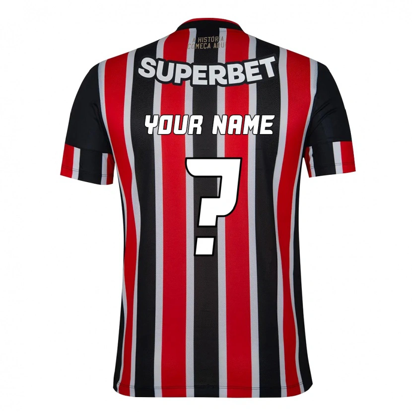 Danxen Hombre Camiseta Su Nombre #0 Rojo Negro Blanco 2ª Equipación 2025/26 La Camisa