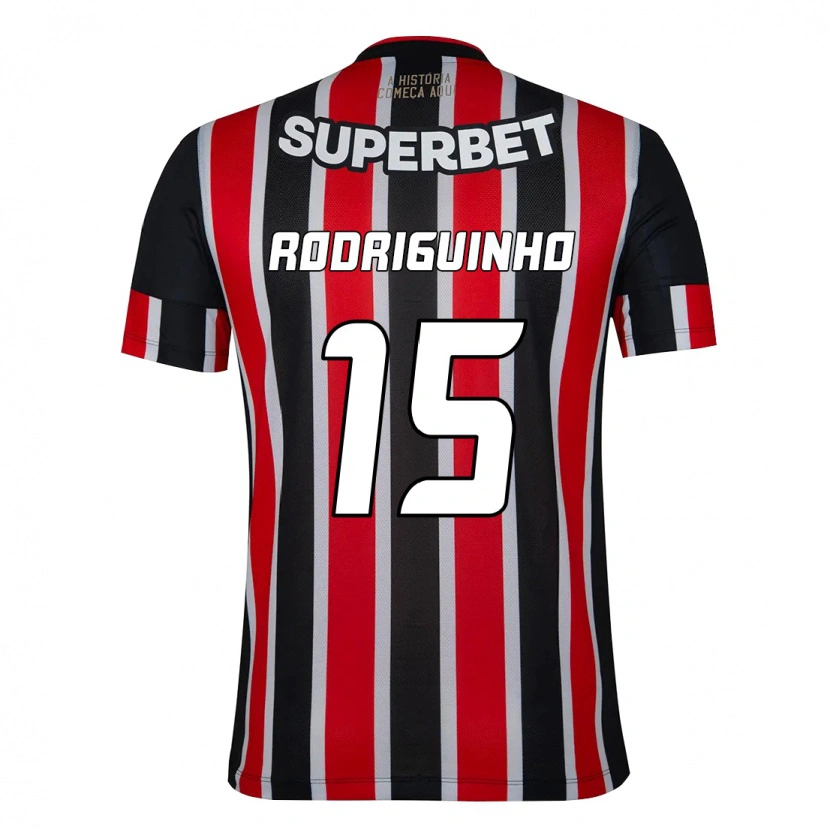 Danxen Hombre Camiseta Rodriguinho #15 Rojo Negro Blanco 2ª Equipación 2025/26 La Camisa