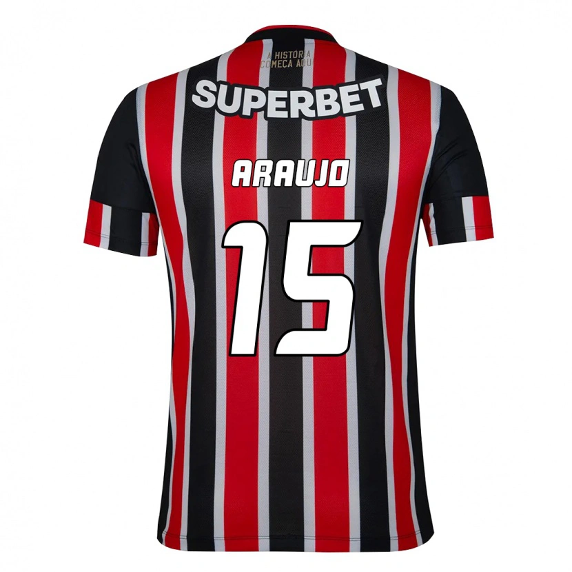 Danxen Hombre Camiseta Michel Araújo #15 Rojo Negro Blanco 2ª Equipación 2025/26 La Camisa