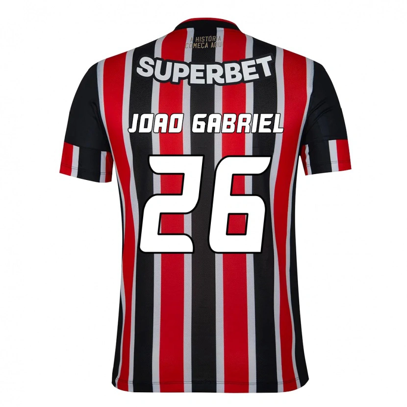Danxen Hombre Camiseta João Gabriel #26 Rojo Negro Blanco 2ª Equipación 2025/26 La Camisa