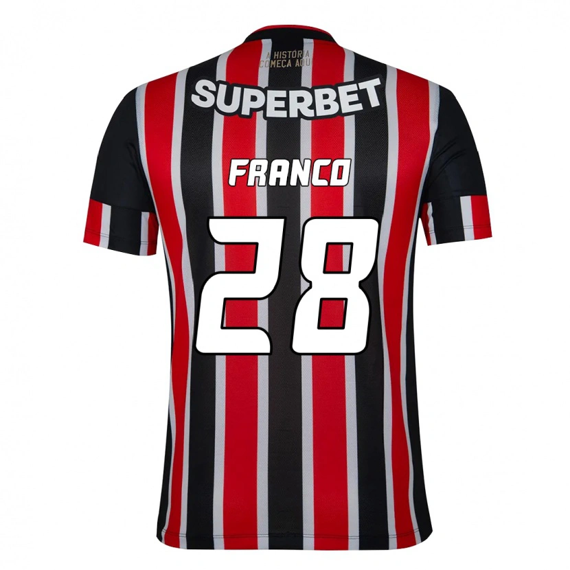 Danxen Hombre Camiseta Alan Franco #28 Rojo Negro Blanco 2ª Equipación 2025/26 La Camisa