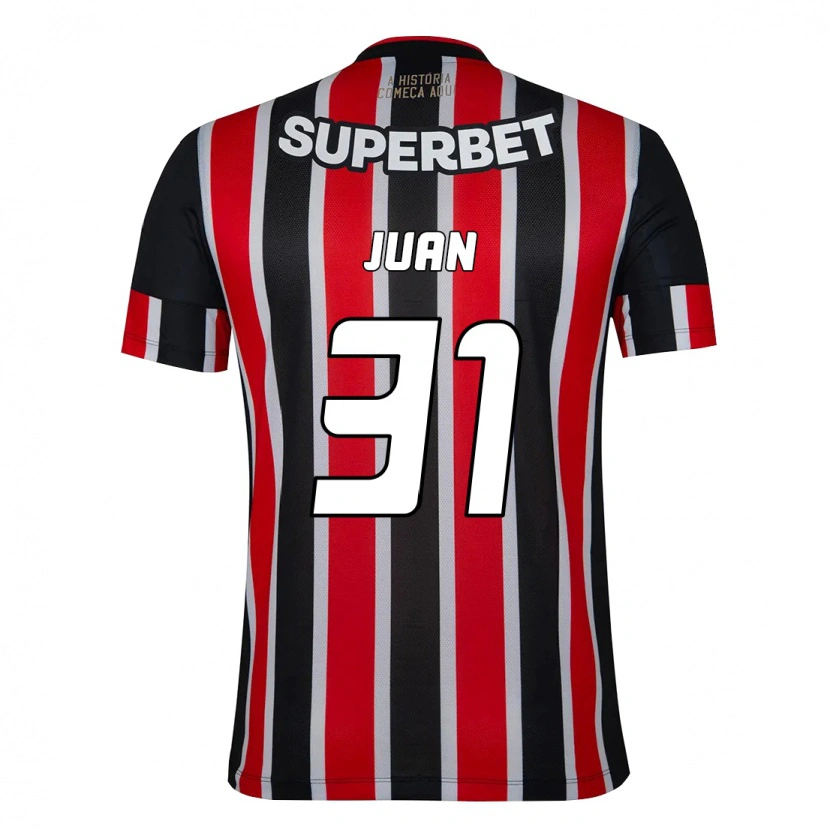 Danxen Hombre Camiseta Juan #31 Rojo Negro Blanco 2ª Equipación 2025/26 La Camisa