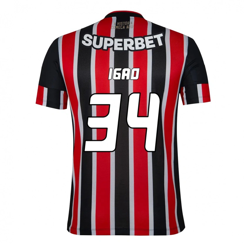 Danxen Hombre Camiseta Igão #34 Rojo Negro Blanco 2ª Equipación 2025/26 La Camisa