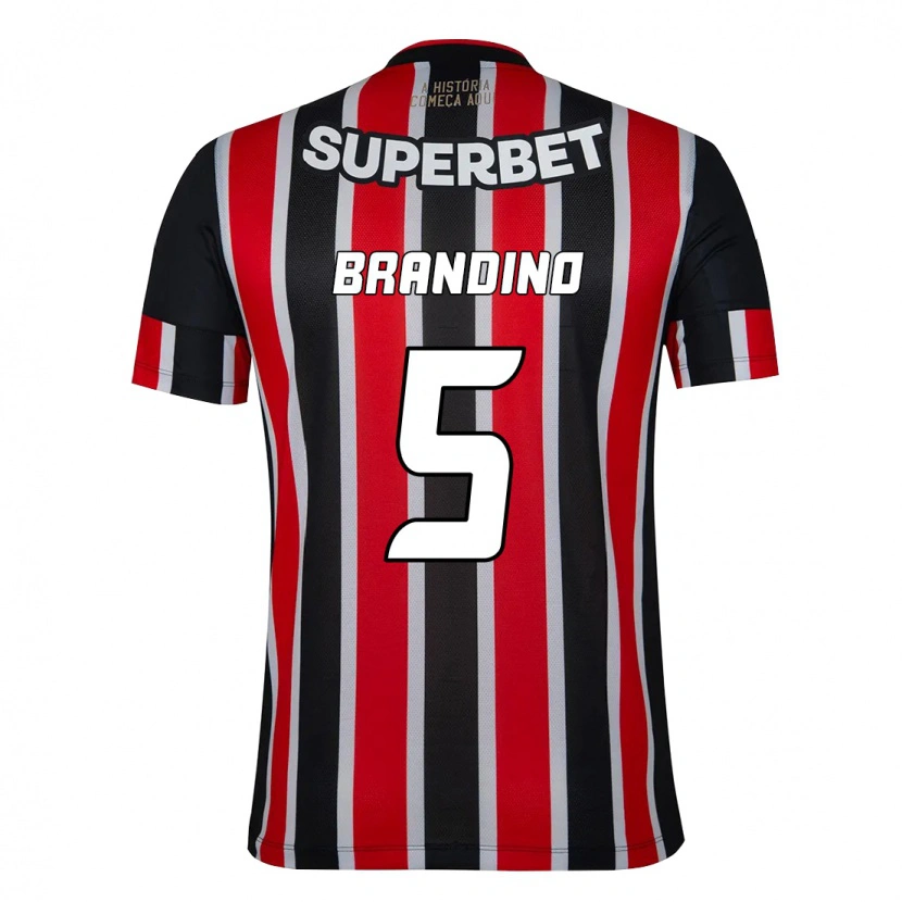 Danxen Hombre Camiseta Kika Brandino #5 Rojo Negro Blanco 2ª Equipación 2025/26 La Camisa