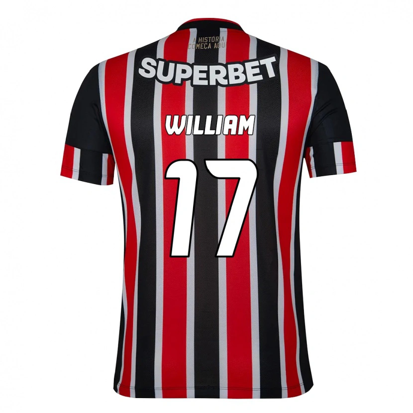 Danxen Hombre Camiseta William #17 Rojo Negro Blanco 2ª Equipación 2025/26 La Camisa