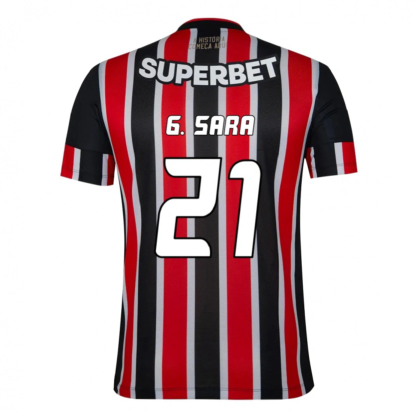 Danxen Hombre Camiseta Gabriel Sara #21 Rojo Negro Blanco 2ª Equipación 2025/26 La Camisa