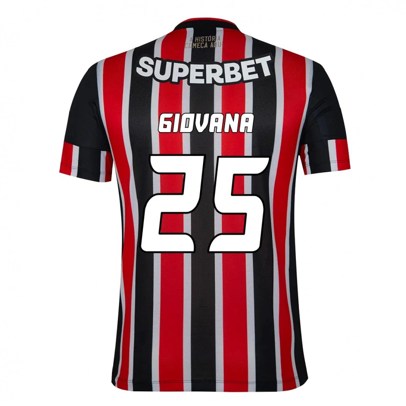 Danxen Hombre Camiseta Giovana #25 Rojo Negro Blanco 2ª Equipación 2025/26 La Camisa