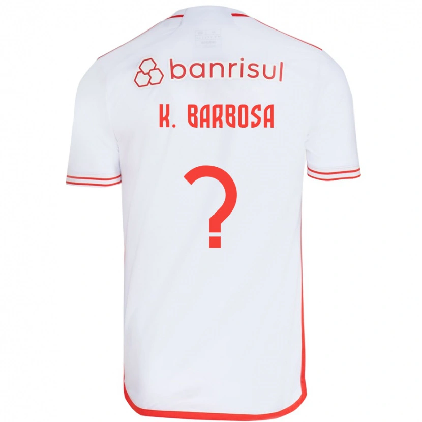 Danxen Hombre Camiseta Kauã Barbosa #0 Rojo Blanco 2ª Equipación 2025/26 La Camisa