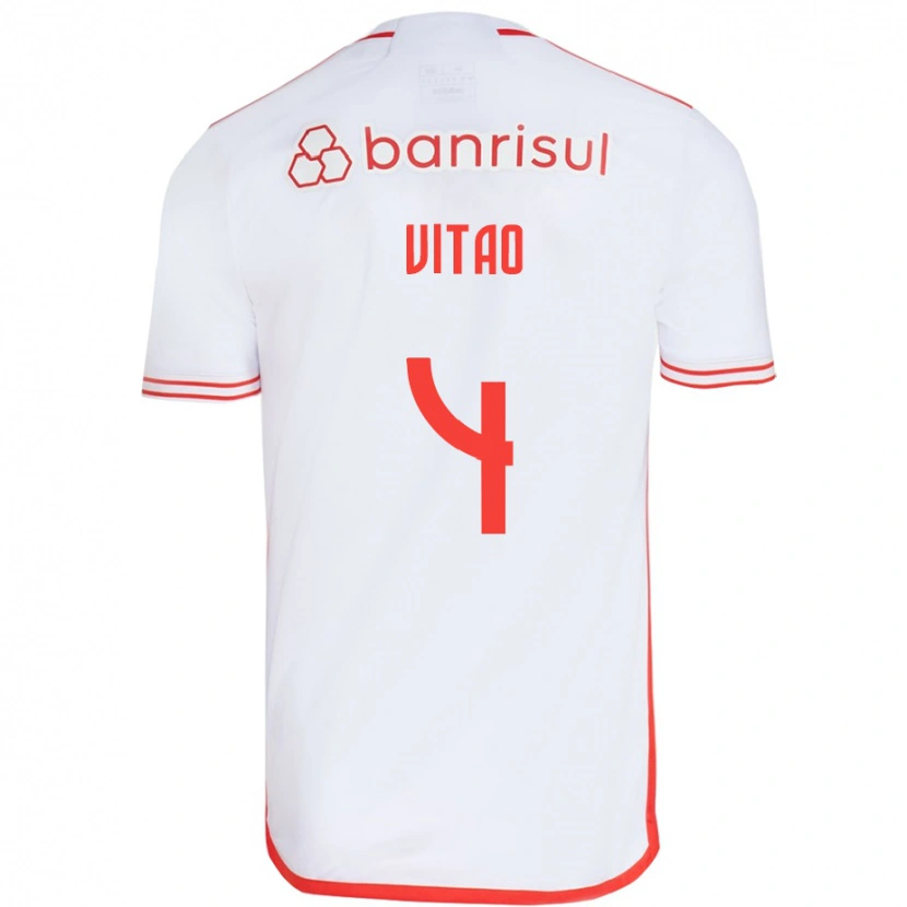 Danxen Hombre Camiseta Vitão #4 Blanco Rojo 2ª Equipación 2025/26 La Camisa